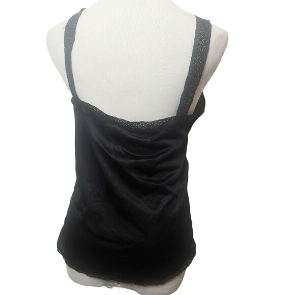 Vintage Mel-Lin Women's L Camisole Lace Nylon Black Undershirt Sexy Cottagecore - Picture 9 of 9